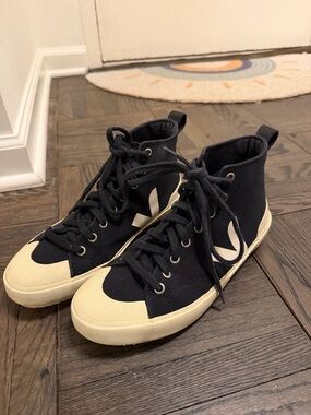 Veja Black High-Top Canvas Sneakers